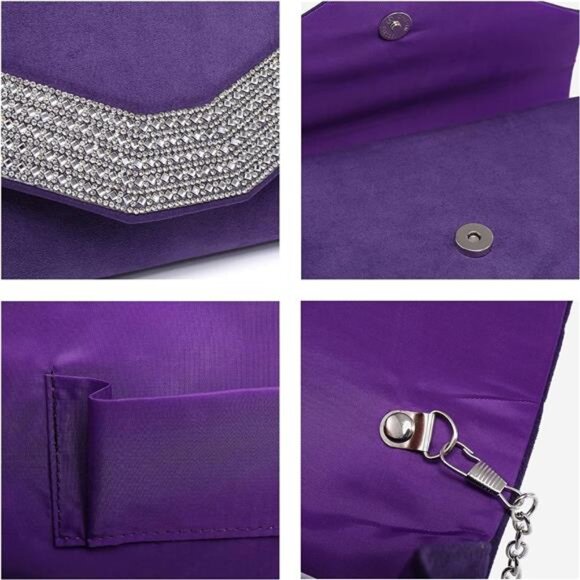 Women's Evening Bags Formal Party Clutches Wedding Purses Cocktail Prom - Picture 3 of 5